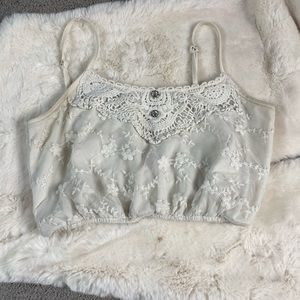 Flower Print Lace Crop Tank